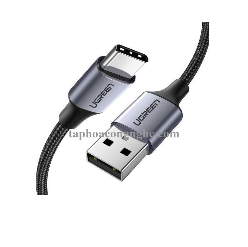 Ugreen 60409 3M Qc3.0 usb type c 2.0 Cáp sạc và dữ liệu từ máy tính ra điện thoại đầu nhôm xám US288 30060409